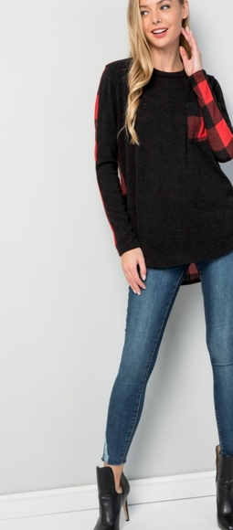 Red & Black Plaid Sweater - Picture 6 of 10